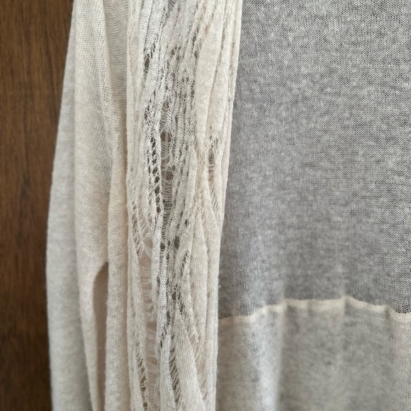 Free People M Sweater cardigan open knit top ivory long sleeve wool alpaca blend - Picture 7 of 10